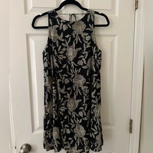 Abercrombie & Fitch size XS black floral open-back trapeze mini dress.